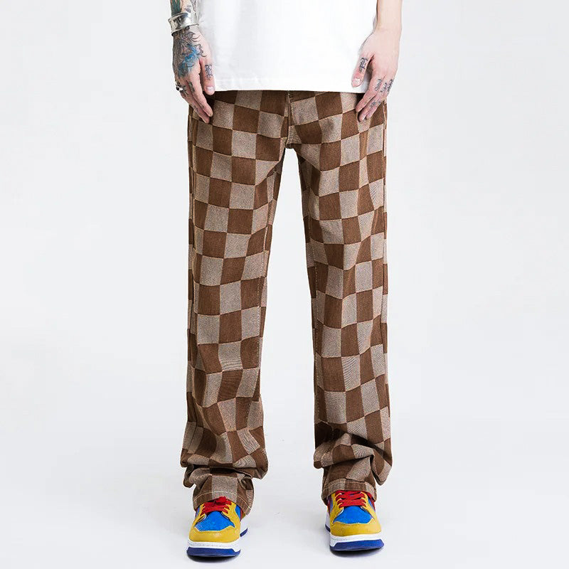 Fashion checkered denim