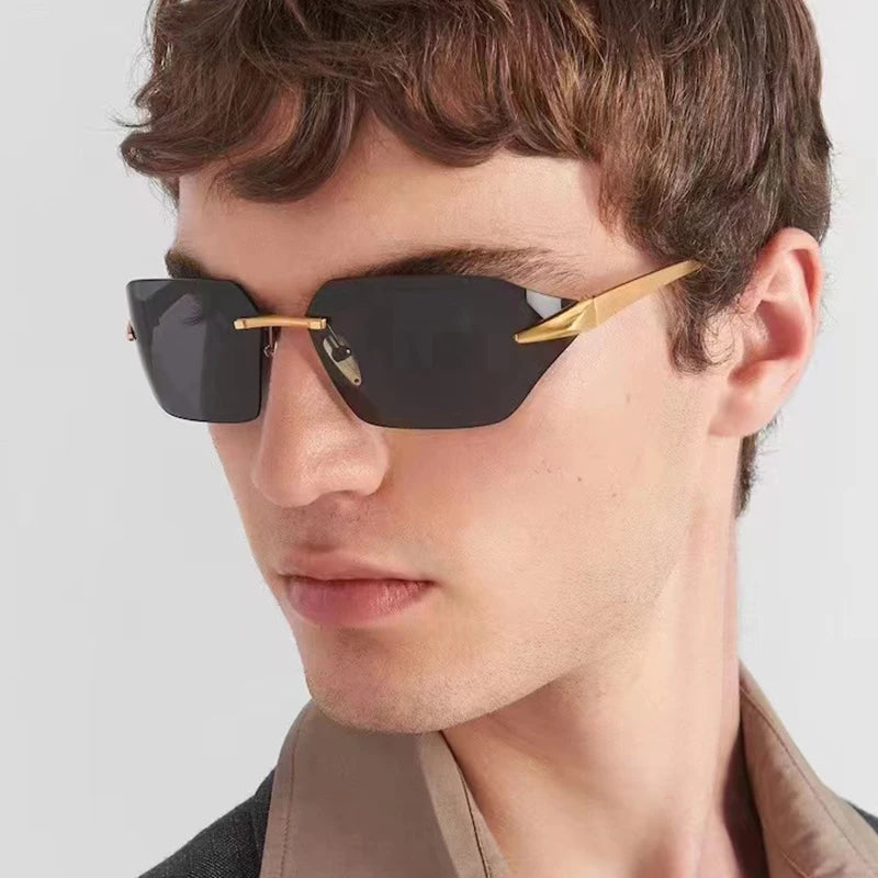 GOLDEN RIMLESS SUNGLASSES